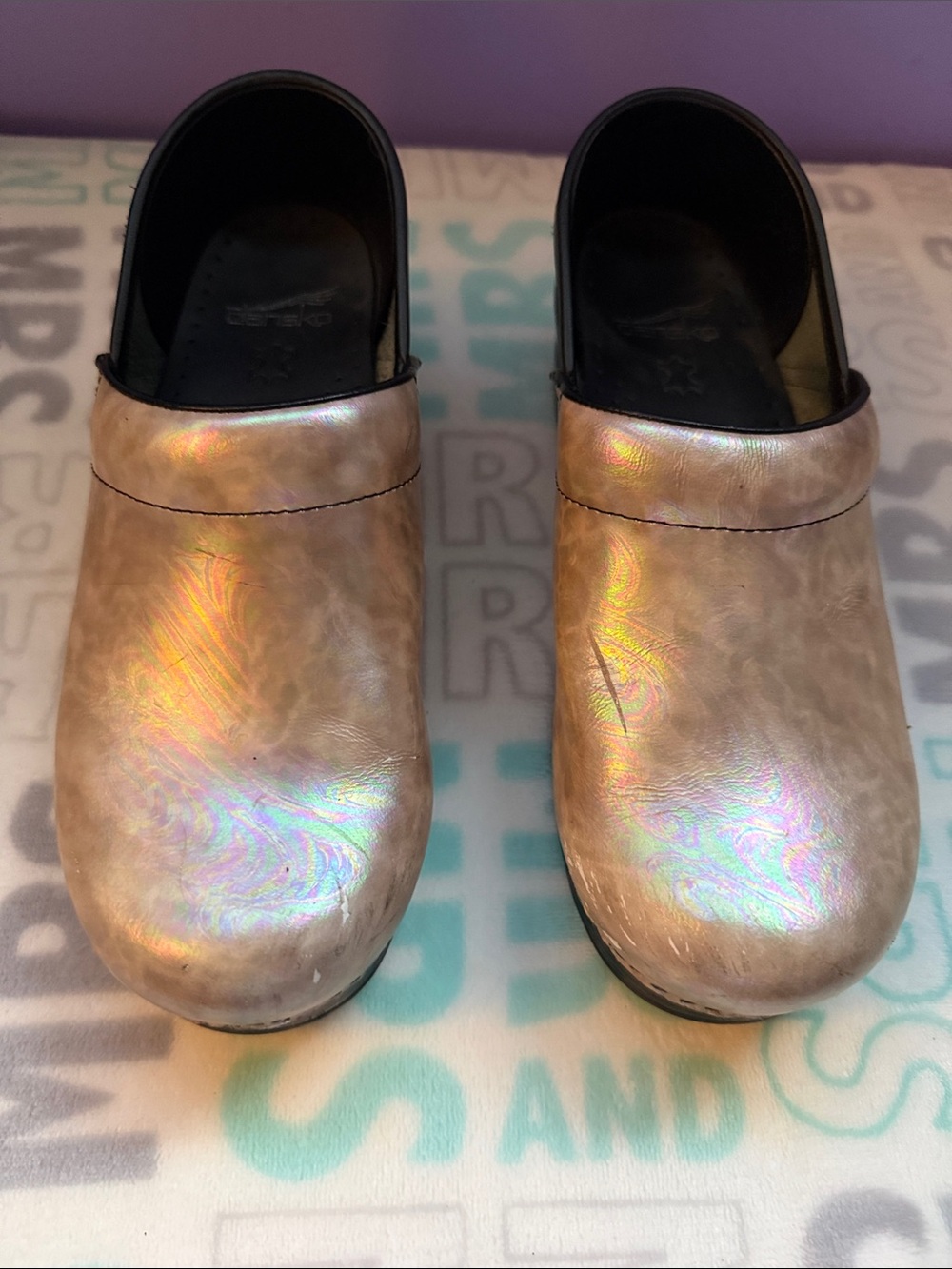 Dansko Iridescent Pearl Slip-On Clogs - Shimmering Multi-Tone